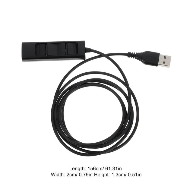 Alt view image 6 of 6 - Single Pin Headset to USB Adapter Cable with Built-in Volume Mute Mic Controls for Landline Office Phone Systems Telephone