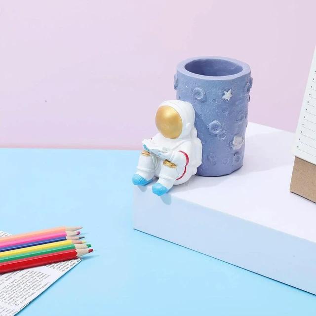 Alt view image 7 of 12 - Resin Astronaut Pen Holder Desktop Organizer Cup for Pens Pencils Makeup Brushes Modern Space Decor for Home Office School Use