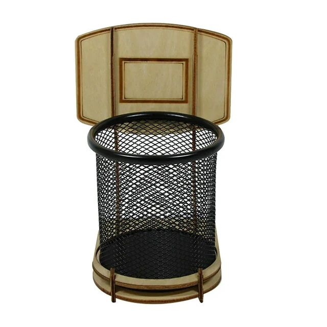 Alt view image 8 of 12 - Basketball Stand Pen Holder l Wood Creative Office Desktop Pencil Organizer Unique DIY Container Basketball Fan Gift