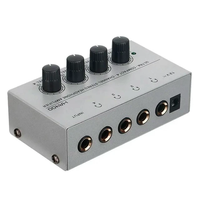 Alt view image 7 of 12 - 4 Channels Mini O Stereo Headphone Amplifier HA400 Ultra-Compact Audio Amplifier With Power Adapter US Plug Adapte