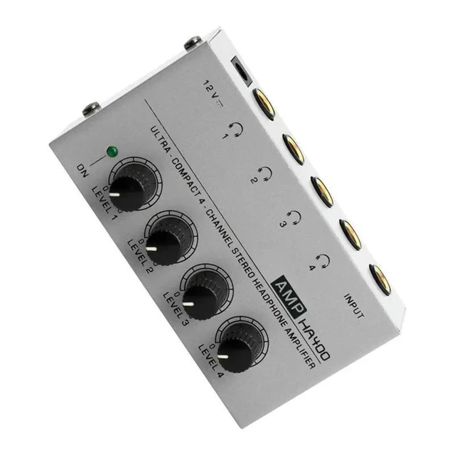 Alt view image 9 of 12 - 4 Channels Mini O Stereo Headphone Amplifier HA400 Ultra-Compact Audio Amplifier With Power Adapter US Plug Adapte