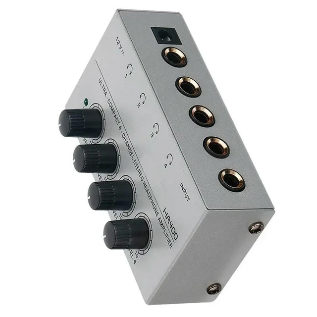 Alt view image 11 of 12 - 4 Channels Mini O Stereo Headphone Amplifier HA400 Ultra-Compact Audio Amplifier With Power Adapter US Plug Adapte