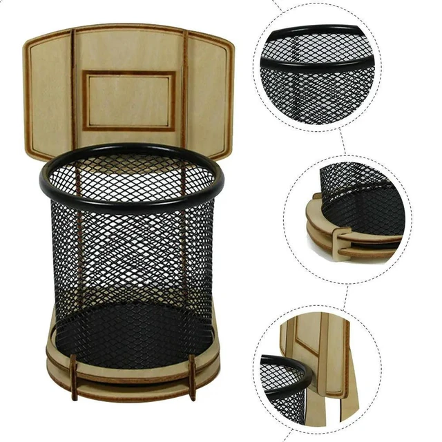 Alt view image 12 of 12 - Basketball Stand Pen Holder l Wood Creative Office Desktop Pencil Organizer Unique DIY Container Basketball Fan Gift