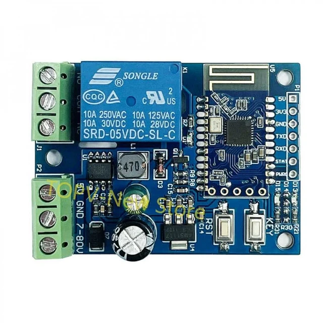 Alt view image 7 of 12 - DC7-80V/DC5V 1 Way Bluetooth 5.0 BLE Relay Module MESH Networking Mobile APP Remote Control Switch with Diode Drain Protection