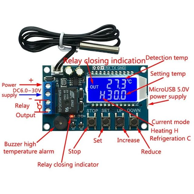 Alt view image 5 of 6 - XY-T01 Digital High Precision Thermostat Heating Refrigeration Digital Temperature Control Switch Temperature Controller Module
