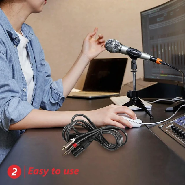 Alt view image 6 of 6 - 2 Rca Male to 2 Xlr Male Audio Cable for Mixer Amplifier Microphone Professional Studio Home Use Versatile Balanced Stereo