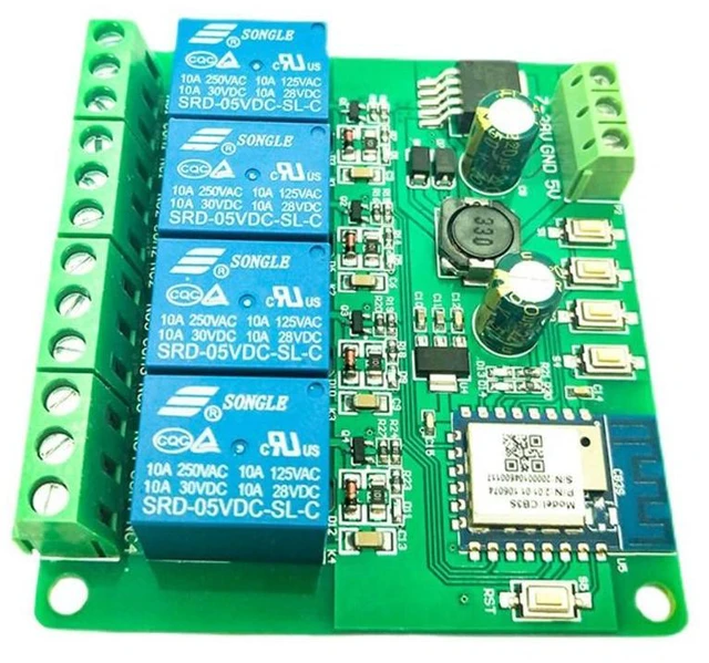 Alt view image 5 of 6 - Tuya 4Way Remote Control Relay Module DC5/7-28V Bluetooth-compatible APP Control Switch Point Self-locking Timer Relay