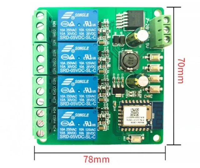 Alt view image 6 of 6 - Tuya 4Way Remote Control Relay Module DC5/7-28V Bluetooth-compatible APP Control Switch Point Self-locking Timer Relay