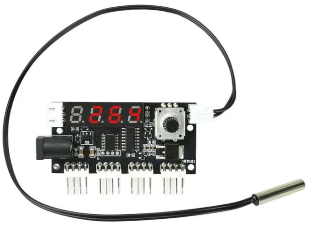Alt view image 4 of 6 - 4-Channel PWM Fan Speed Controller DC 5-30V 5A Temperature Control with Temperature/RPM Display 10K NTC Temperature Probe