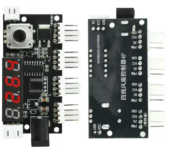 Alt view image 5 of 6 - 4-Channel PWM Fan Speed Controller DC 5-30V 5A Temperature Control with Temperature/RPM Display 10K NTC Temperature Probe