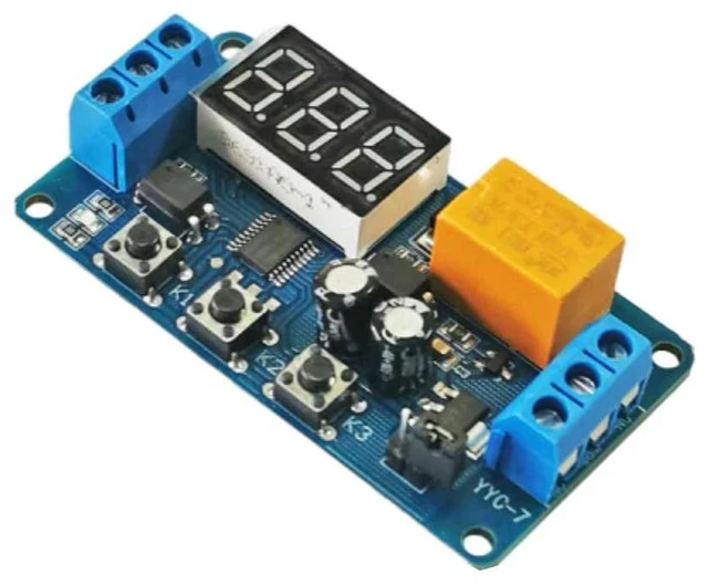 Alt view image 4 of 6 - 1 Channel Relay Module 3V-7V Trigger Delay Cycle Timing On/Off Switch 0.1-999 Minutes Adjustable Time Delay Relay Module