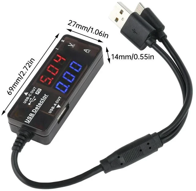 Alt view image 6 of 6 - USB Charger Tester Voltmeter Ammeter Tester Dual LED Display Voltage Current Meter Mobile Power Detector with USB/Type-C Cable