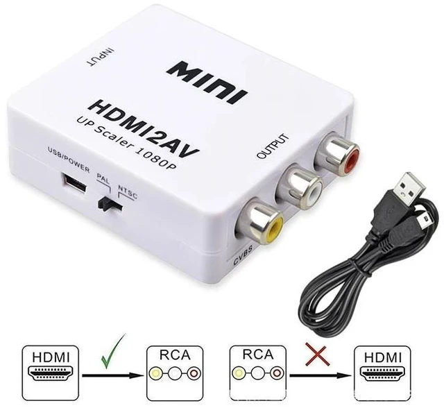 Alt view image 8 of 12 - HDMI-compatible to RCA Converter AV/CVBS L/R Audio Video Set Top Box Up Scaler 1080P MINI HD2AV Support NTSC PAL Output HD To AV