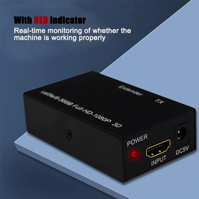 Alt view image 10 of 12 - 1 Pair 1080P FHD HDMI-compatible to RJ45 60M Extender Splitter Sender&Receiver Over Ethernet CAT 5E/6 for TV PC Laptop HDTV(With EU Plug)