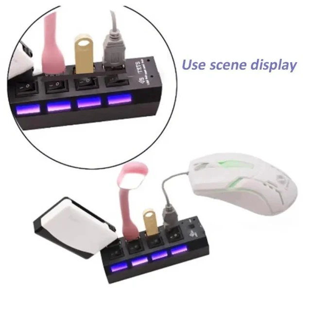 Alt view image 9 of 12 - RYRA High Speed 4/7 Ports USB HUB 2.0 Adapter Expander Multi USB Splitter Multiple Extender With Switch 30CM Cable For PC Laptop Color: white (black 7port)