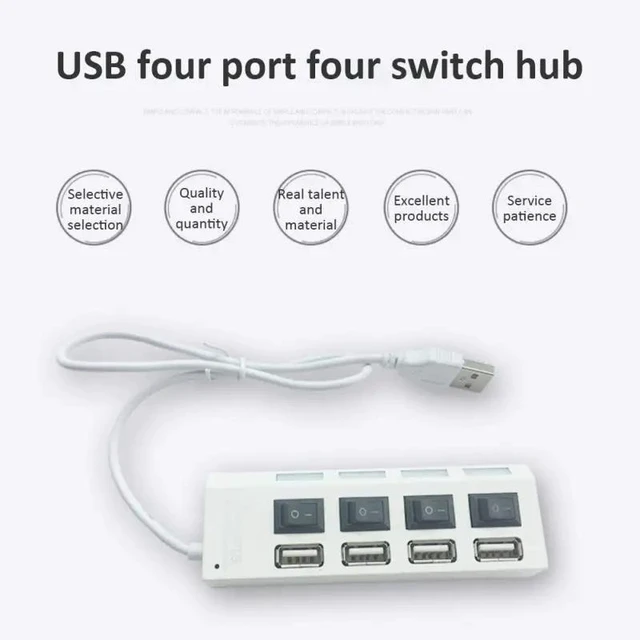 Alt view image 8 of 12 - RYRA High Speed 4/7 Ports USB HUB 2.0 Adapter Expander Multi USB Splitter Multiple Extender With Switch 30CM Cable For PC Laptop Color: white (black 7port)