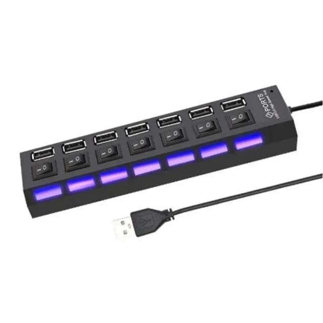 Alt view image 10 of 12 - RYRA High Speed 4/7 Ports USB HUB 2.0 Adapter Expander Multi USB Splitter Multiple Extender With Switch 30CM Cable For PC Laptop Color: white (black 7port)