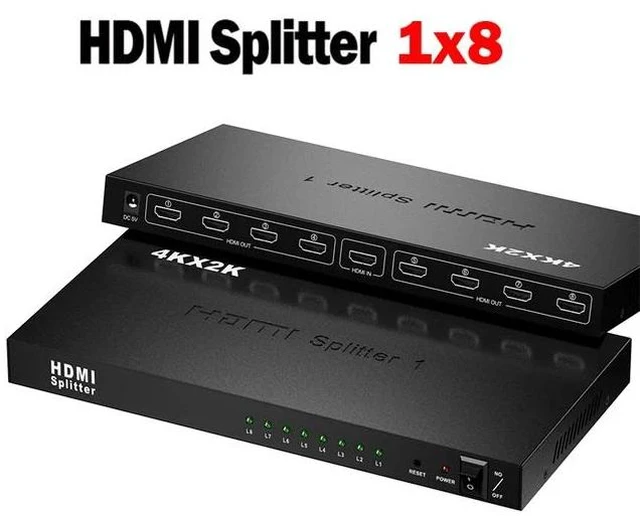 Alt view image 7 of 10 - 4K 30Hz HDMI Splitter 1X10 1x8 HDMI Video Distributor 1 in 10 out Video Amplifier 1080P 1x8 Splitter for TV PC Monitor Projector(US Plug)
(4K 1x8)