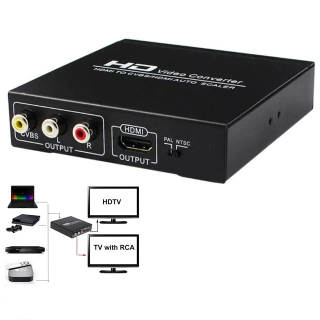 Alt view image 9 of 12 - 1080P HDMI To HDMI AV RCA Converter Scaler AV Splitter Converter for PS4 Apple TV DVD STB Support 1080P PAL NTSC 5.0 HDMI To RCA(EU Plug)