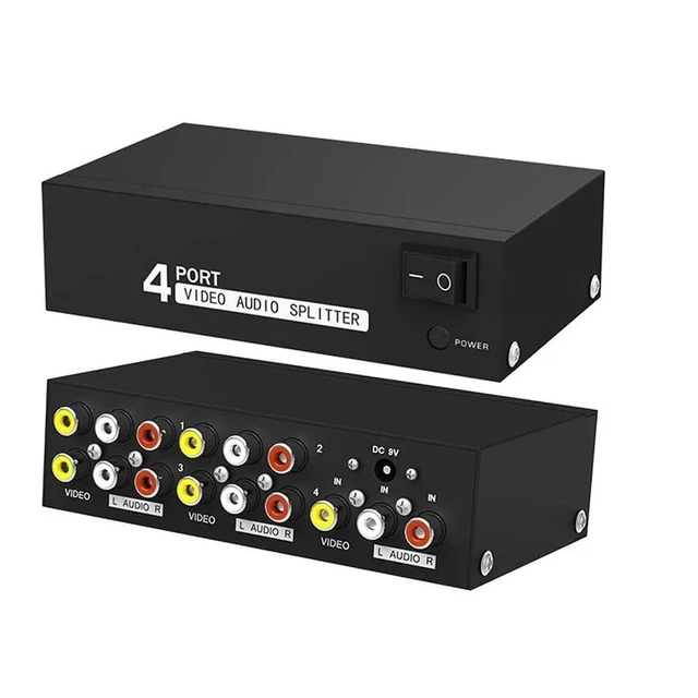 Alt view image 8 of 11 - 1x4 AV Splitter 1 In 4 Out AV Video Distributor 1x4 1x8 Video Audio Converter Duplicate Screen Amplifier for DVD Player HDTV VCD(UK Plug)(1x4)