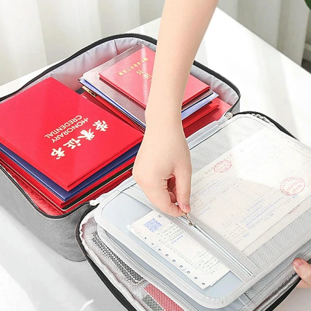 Alt view image 11 of 12 - Fireproof Waterproof Certificate Bag Multi-Layer File Organizer Collapsible Document Holder for Office School