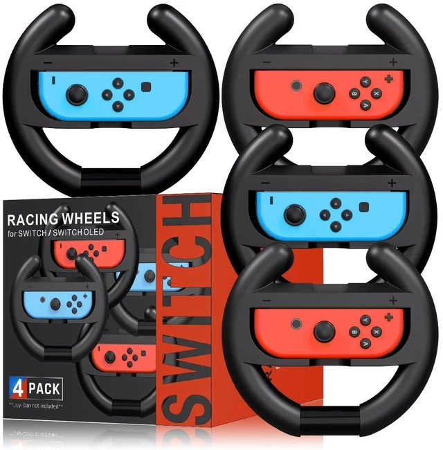 Alt view image 7 of 12 - Steering Wheel for Mario Kart Nintendo Switch, Switch Racing Steering Wheel for Mario Kart 8 Deluxe Compatible Nintendo Switch/Switch OLED, Switch Joy Con Controller Race Accessories (Upgrade 4 Pack)