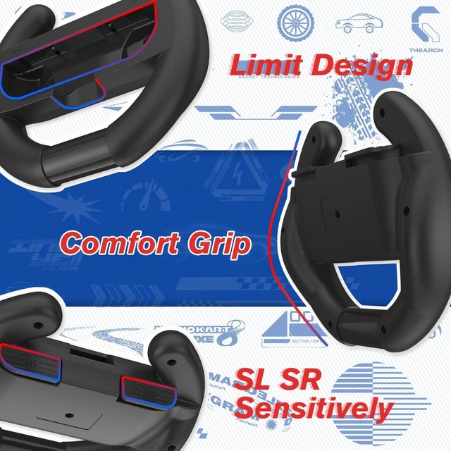 Alt view image 9 of 12 - Steering Wheel for Mario Kart Nintendo Switch, Switch Racing Steering Wheel for Mario Kart 8 Deluxe Compatible Nintendo Switch/Switch OLED, Switch Joy Con Controller Race Accessories (Upgrade 4 Pack)