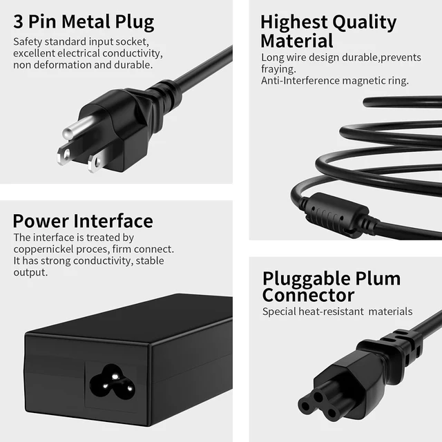 Alt view image 10 of 14 - 65W/45W AC Charger for Dell Inspiron P51F P25T P24T P57G P58F P69G P54G P28E P66F P20T P75F P30E P32E P60G P55F P30E P29G P89G P70F P64G P47F P35E P63F P76G P83G P87G Laptop Power Supply Cord