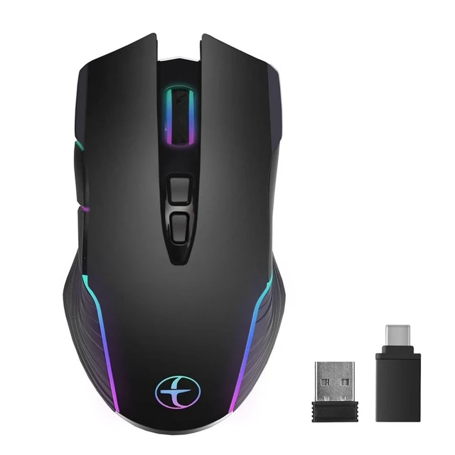 Alt view image 13 of 13 - 2.4G Wireless Mouse Ergonomic Mouse Jiggler Mouse Mover LED Rechargeable Silent Mouse USB Optical Mice