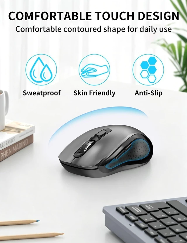 Alt view image 12 of 14 - Silent Wireless Ergonomic Computer Mouse for Laptop PC Chromebook Desktop