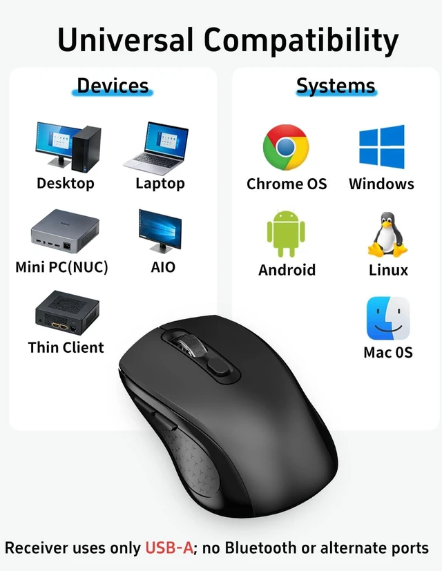 Alt view image 14 of 14 - Silent Wireless Ergonomic Computer Mouse for Laptop PC Chromebook Desktop