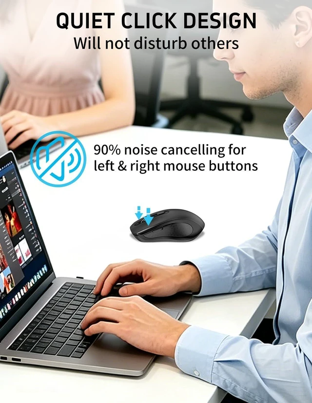 Alt view image 10 of 14 - Silent Wireless Ergonomic Computer Mouse for Laptop PC Chromebook Desktop