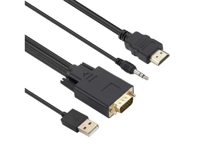 Alt view image 5 of 8 - HDMI to VGA 1.8-meter with audio and power supply computer to TV high-definition cable main unit conversion high-definition connection cable