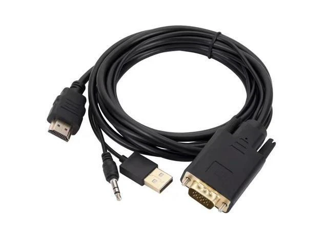 Alt view image 6 of 8 - HDMI to VGA 1.8-meter with audio and power supply computer to TV high-definition cable main unit conversion high-definition connection cable