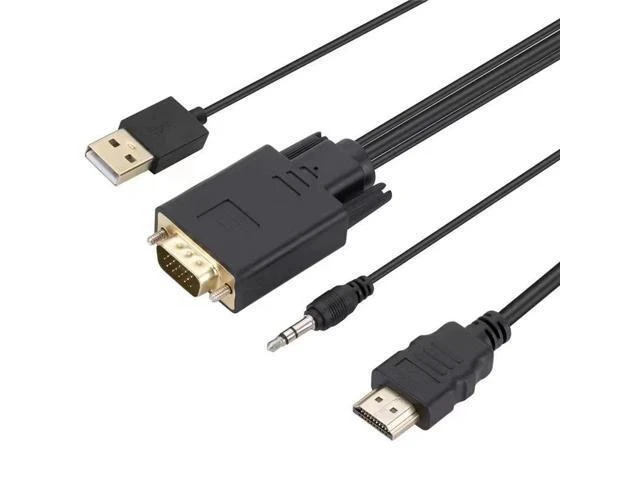Alt view image 7 of 8 - HDMI to VGA 1.8-meter with audio and power supply computer to TV high-definition cable main unit conversion high-definition connection cable