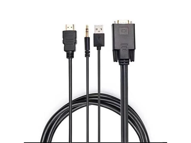 Alt view image 8 of 8 - HDMI to VGA 1.8-meter with audio and power supply computer to TV high-definition cable main unit conversion high-definition connection cable