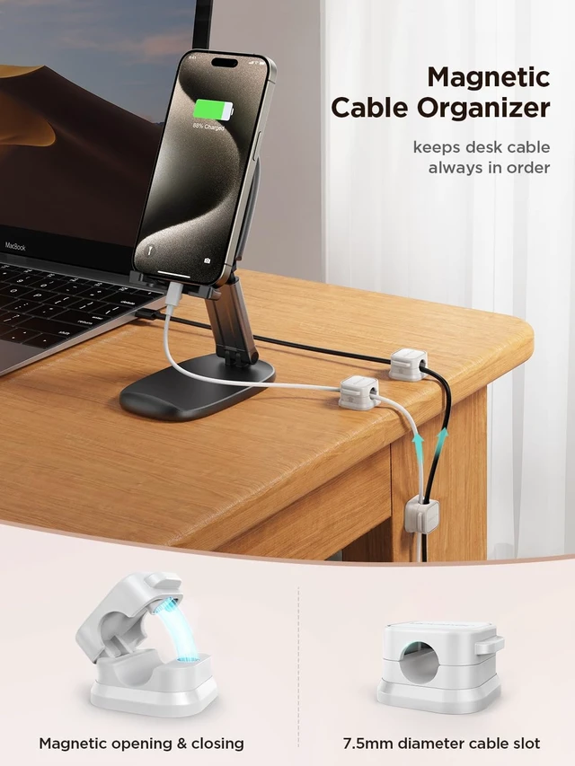 Alt view image 9 of 14 - 9 Pack Magnetic Cable Clips, Cord Organizer Adhesive Wire Holder