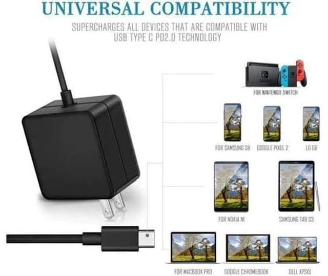 Alt view image 10 of 14 - 87W / 90W USB C Power Adapter, Type C Power Delivery PD Wall Charger 87W (Compatible 61W, 45W, 30W and 12W) for MacBook Pro Air 2018, HP, Dell, Lenovo and Any Laptops or Smart Phones with USB C