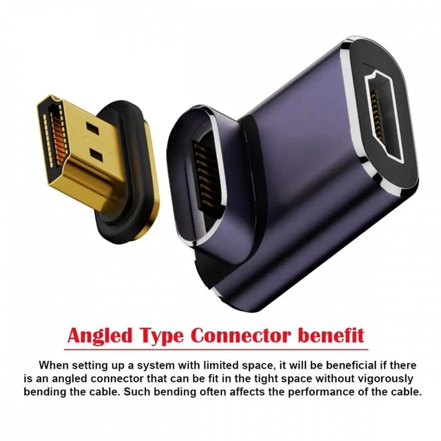Alt view image 10 of 14 - ENFAIN 90 Degree Down Angled Vertical Magnetic 8K Type-A HDMI 2.1 Male to Female Straight Video Adapter for Laptop HDTV