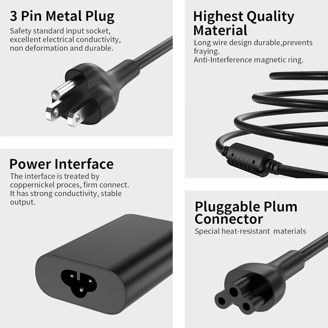 Alt view image 12 of 14 - 65W 45Watt USB C Charger for Dell Laptop Charger Replacement Dell Latitude 5520 5420 5320 5430 7420 7390 7320 7400 Dell XPS 13 15 Chromebook 3100 Computer Fast Charging Type C Power Supply Cord