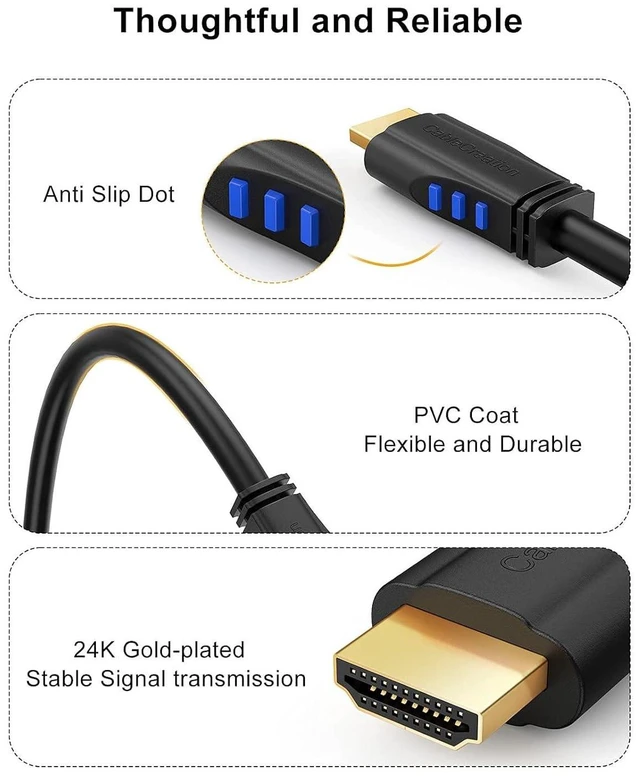 Alt view image 11 of 14 - HDMI Cable, CableCreation 6 Feet Left Angle 90 Degree Vertical Left 4K HDMI 2.0 Cable, Support 4K Ultra HD, 3D Video, Ethernet, Audio Return Channel, Black