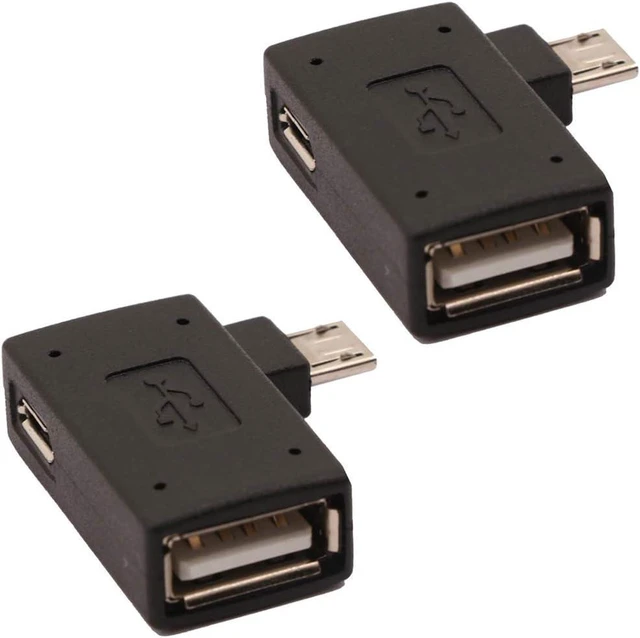 Alt view image 7 of 12 - 2-in-1 Powered Micro USB to USB OTG Adapter 90 Degree Right Angled for FireStick S/NES Classic Mini Sega Genesis and More - 2 Pack