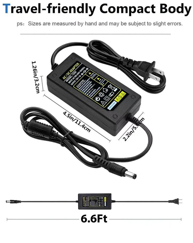 Alt view image 12 of 12 - Power Adapter 12V 5A 4A 3A 2.5A 2A 1A AC DC Power Supply Cord Cable 5.5x2.1mm for Sceptre EC Series Monitor,ONN,AOC,Dell,Webcam, Router, Projector, CCTV, Speakers & More 12v 5a Monitor Charger