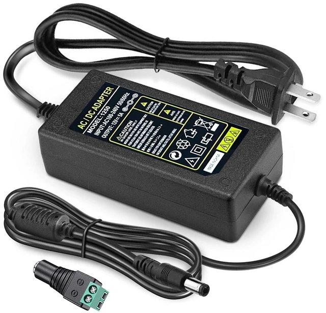 Alt view image 7 of 12 - Power Adapter 12V 5A 4A 3A 2.5A 2A 1A AC DC Power Supply Cord Cable 5.5x2.1mm for Sceptre EC Series Monitor,ONN,AOC,Dell,Webcam, Router, Projector, CCTV, Speakers & More 12v 5a Monitor Charger