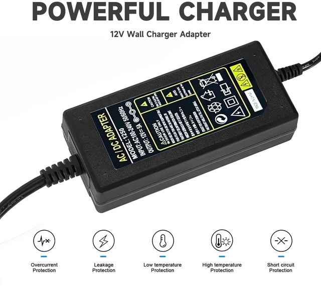 Alt view image 10 of 12 - Power Adapter 12V 5A 4A 3A 2.5A 2A 1A AC DC Power Supply Cord Cable 5.5x2.1mm for Sceptre EC Series Monitor,ONN,AOC,Dell,Webcam, Router, Projector, CCTV, Speakers & More 12v 5a Monitor Charger