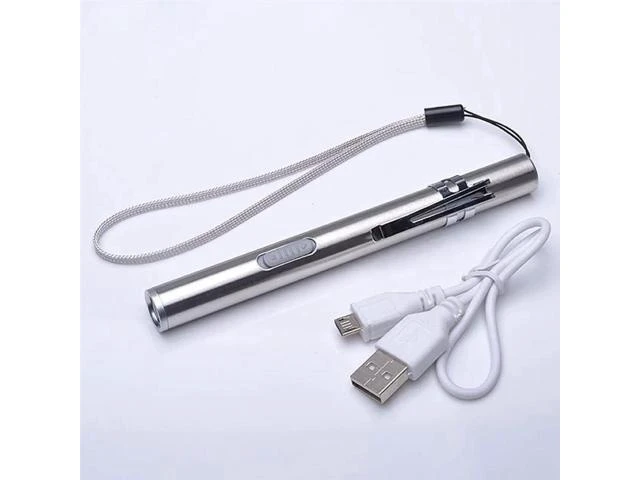 Alt view image 12 of 12 - 1 Pc LED Flashlight USB Rechargeable High-light Pocket Stainless Steel Light Electric Torch for Camping Hiking Fishing Outdoor