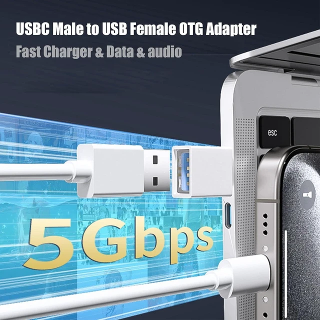 Alt view image 7 of 8 - 4 Pack USBc Male to USBa Female Adapter OTG Converter with 5/10 Gbps High Speed Data Transfer USB to USBC Adapter Compatible with iWatch iPhone 16/15 MacBook etc.