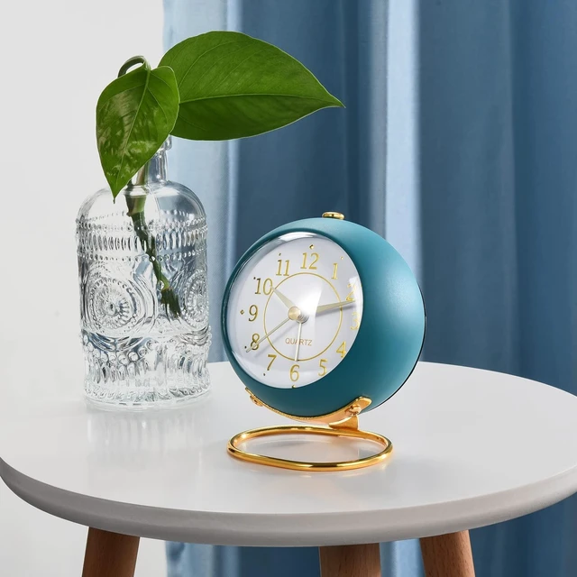 Alt view image 11 of 14 - Analog Alarm Clocks,Retro Backlight Cute Simple Design Small Desk Clock with Night Light,Silent Non-Ticking,Battery Powered,for Decor,Bedrooms,Travel,Kitchen,Bedside Desktop.(White)