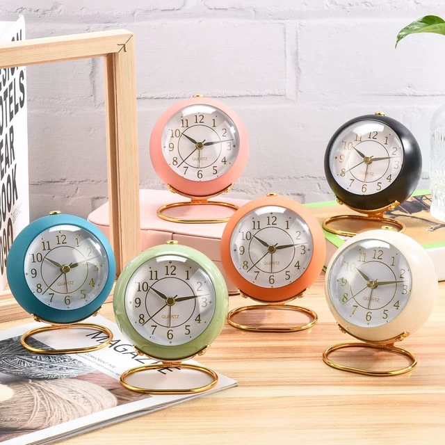 Alt view image 14 of 14 - Analog Alarm Clocks,Retro Backlight Cute Simple Design Small Desk Clock with Night Light,Silent Non-Ticking,Battery Powered,for Decor,Bedrooms,Travel,Kitchen,Bedside Desktop.(White)