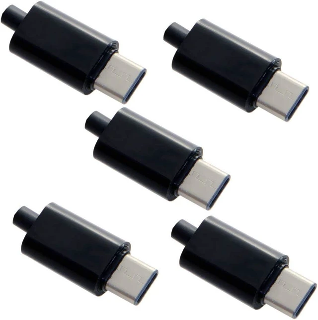 Alt view image 9 of 14 - 5 Pack USB C DIY Connector USB 3.1 Type C 24Pin Male Plug Port Repair Replacement Solder Adapter with PCB Board Black Housing